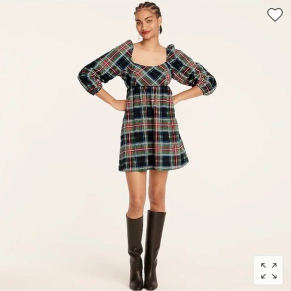 J.Crew Tartan Puff Sleeve Dress | NWT | 4 - Picture 1 of 4